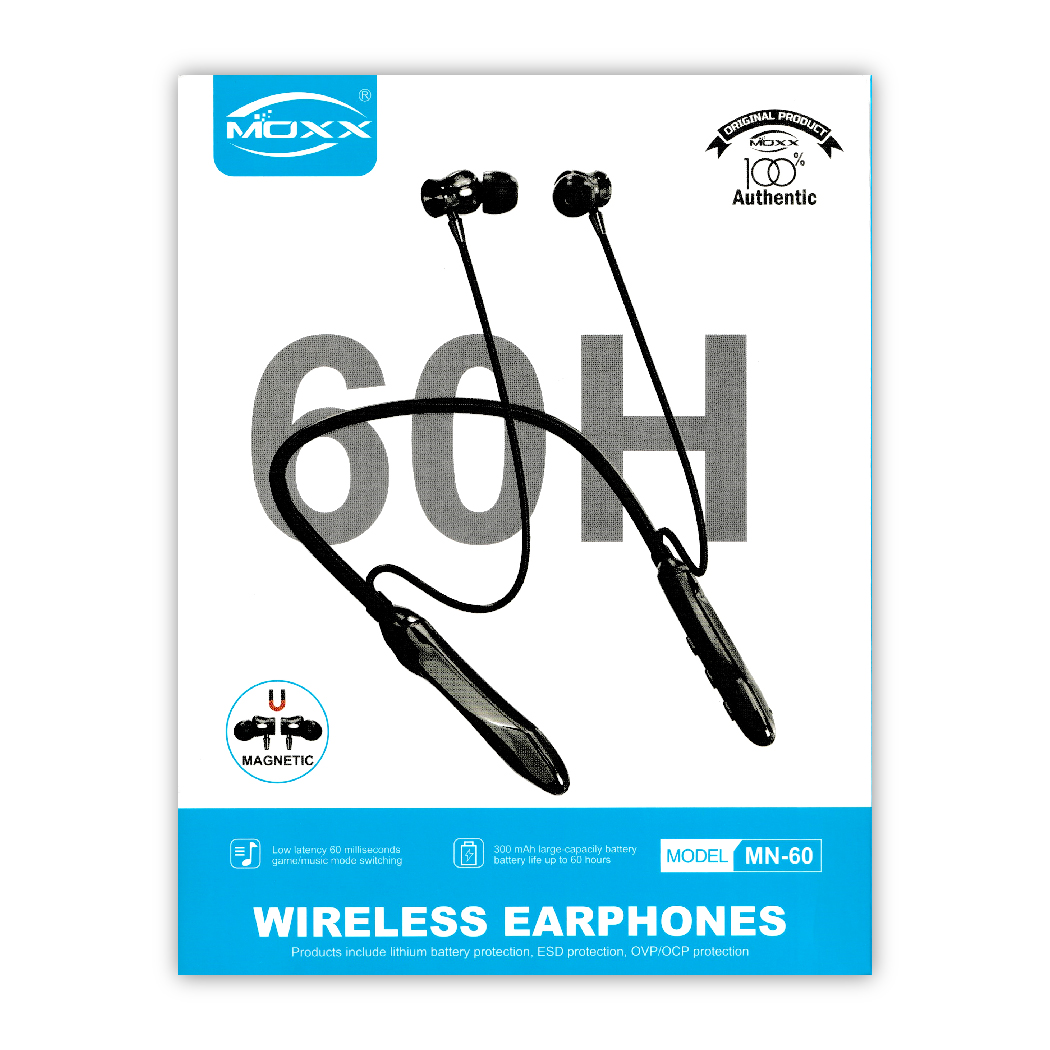 MOXX WIRELESS EARPHONES [MN-60] | 60 HOURS MUSIC TIME | 400 HOURS STANDBY TIME
